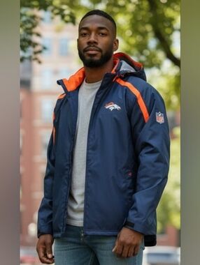 Reebok On-Field Windbreaker Broncos NFL Jacket, 2XL- Signed By Broncos Coach